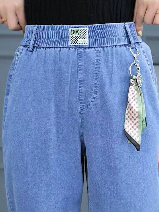 Mom Jean High Rise - Женские летние джинсы из ледяного шелка