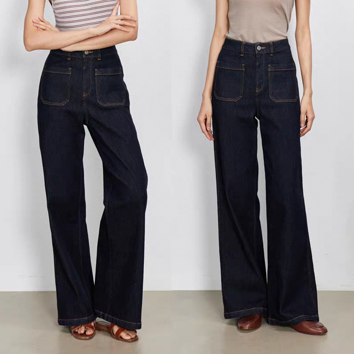 Синие джинсы с высокой талией  – обзор и цена Wide Leg Trouser 70S